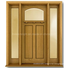 Craftsman Style Exterior Solid Wooden Door with Two Side Lites